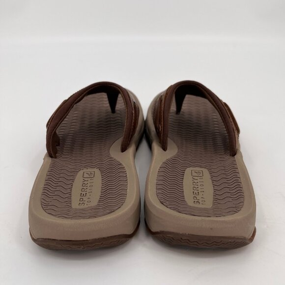 Sperry Outer Banks Thong Sandal Size 8 Brown Full-Grain Leather Men's Flip Flops - Picture 4 of 12